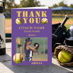 Softball Sports Photo Coach Thank You Card