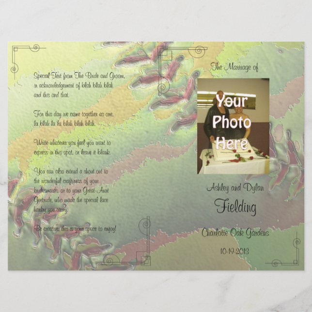 Softball Sports Theme Photo Wedding Program (Front)