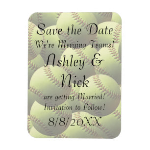Softball Sports Wedding Descriptive Save the Date! Magnet