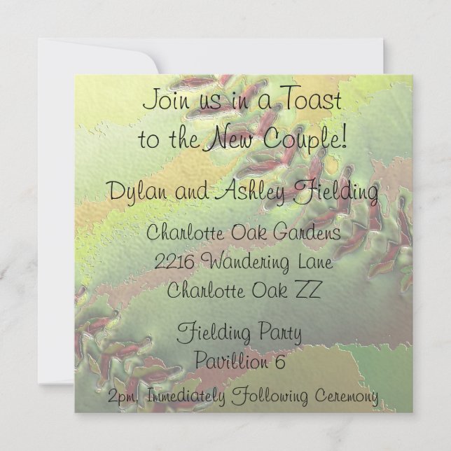 Softball Sports Wedding Theme Reception Card (Front)