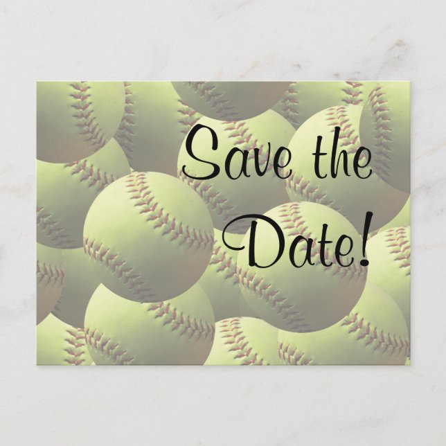Softball Sports Wedding Theme Save the Date! Announcement Postcard (Front)