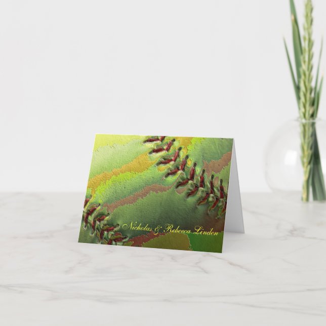 Softball Sports Wedding Theme Thank You Card (Front)