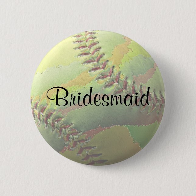 Softball Sports Wedding Theme Wedding Party 6 Cm Round Badge (Front)