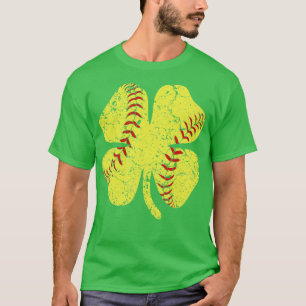 Softball St Patricks Day For Boys Girls Kids Men W T-Shirt