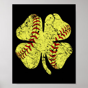 Softball St Patricks Day Girls Women Catcher Shamr Poster