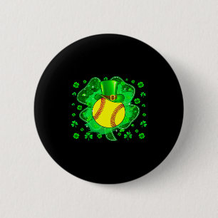 Softball St Patricks Day Leprechaun Shamrock Boys 6 Cm Round Badge