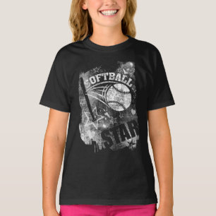 Softball Star, Black Grunge Softball T-Shirt