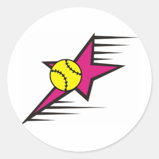 Softball Star Classic Round Sticker