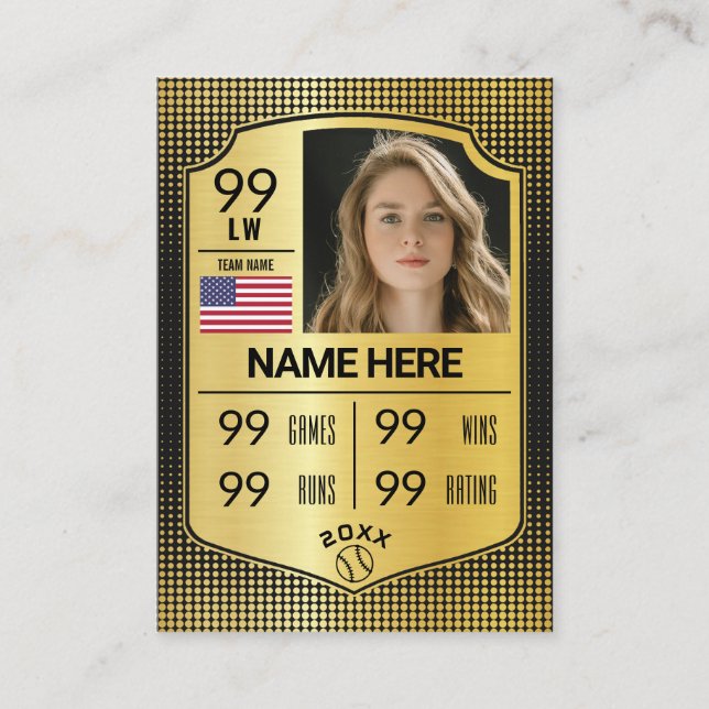 Softball Stats Shield Card Softball Trading Card (Front)