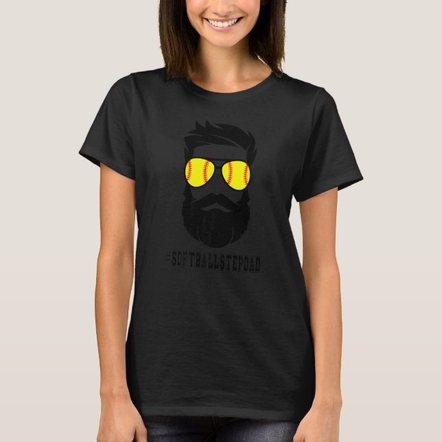 Softball Stepdad With Beard Step Dad Step Father S T-Shirt (Front)