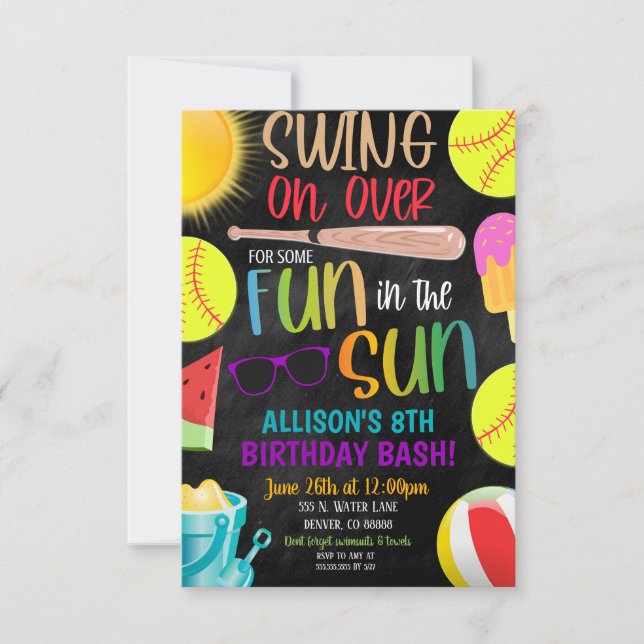 Softball Summer Party Invitation (Front)