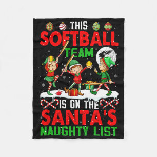 Softball Team Is On Santa's Xmas Naughty List Play Fleece Blanket