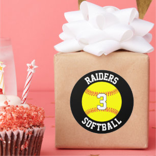 Softball Team Name and Player Number Personalised Classic Round Sticker
