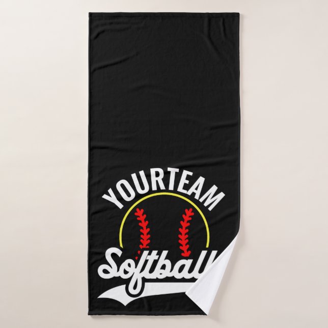 Softball Team Player ADD NAME Personalised League Bath Towel Set (Bath Towel)