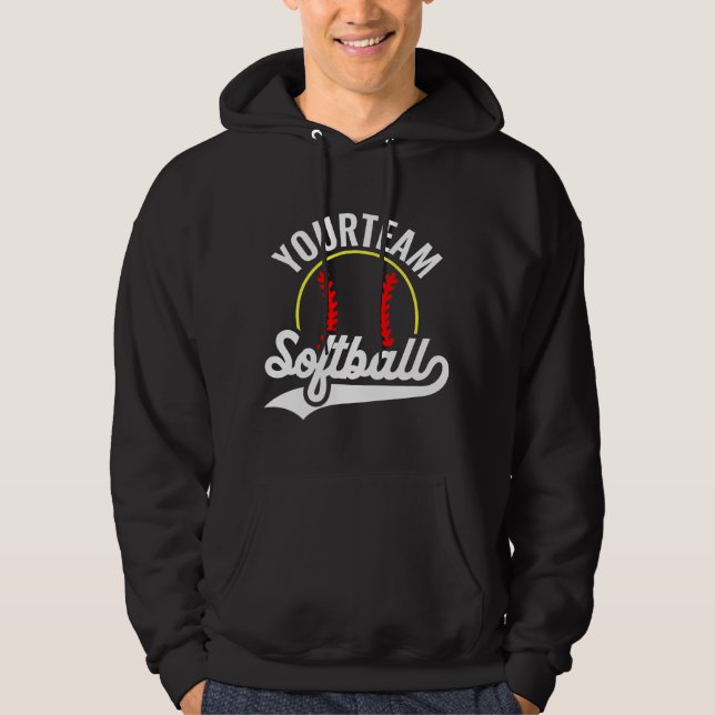 Softball Team Player ADD NAME Personalised League Hoodie (Front)