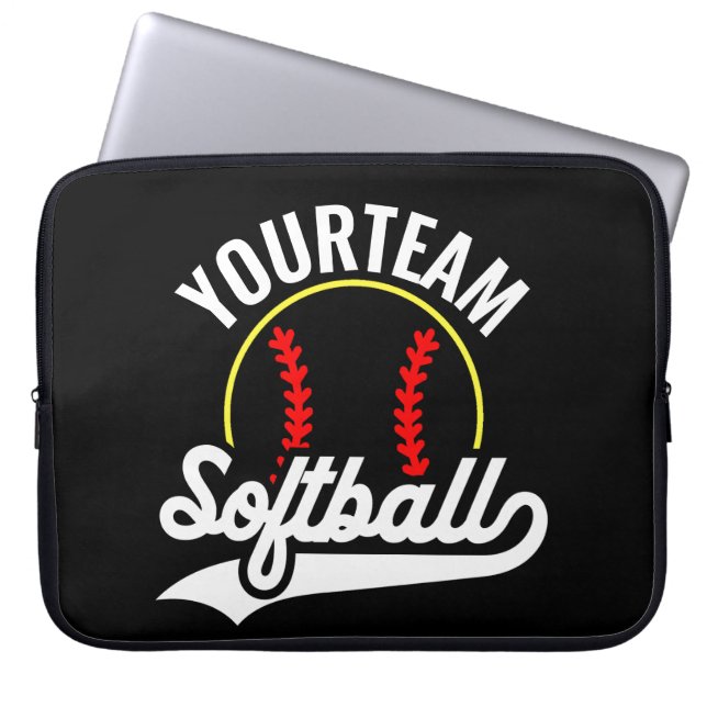 Softball Team Player ADD NAME Personalised League Laptop Sleeve (Front)