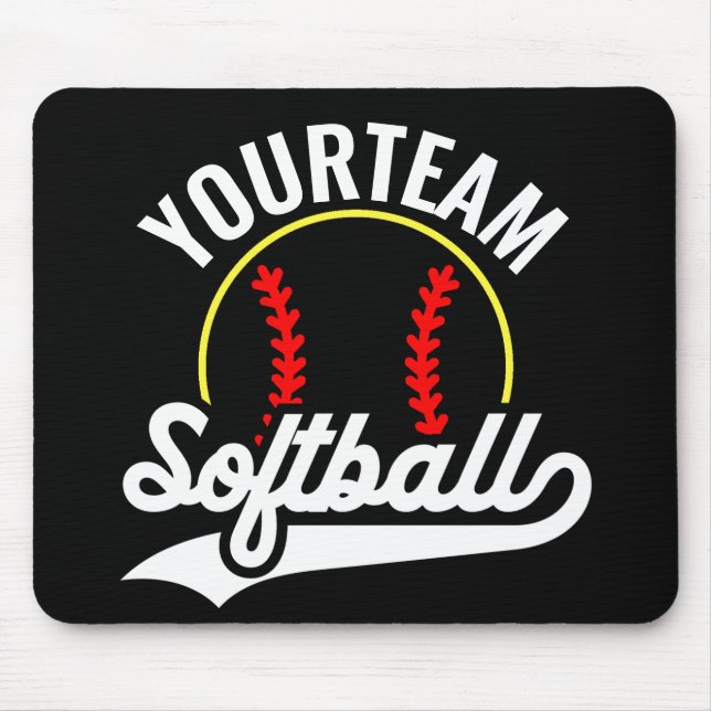 Softball Team Player ADD NAME Personalised League Mouse Mat (Front)