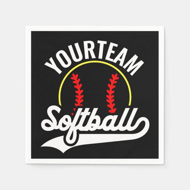 Softball Team Player ADD NAME Personalised League Napkin (Front)
