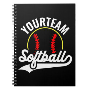 Softball Team Player ADD NAME Personalised League Notebook