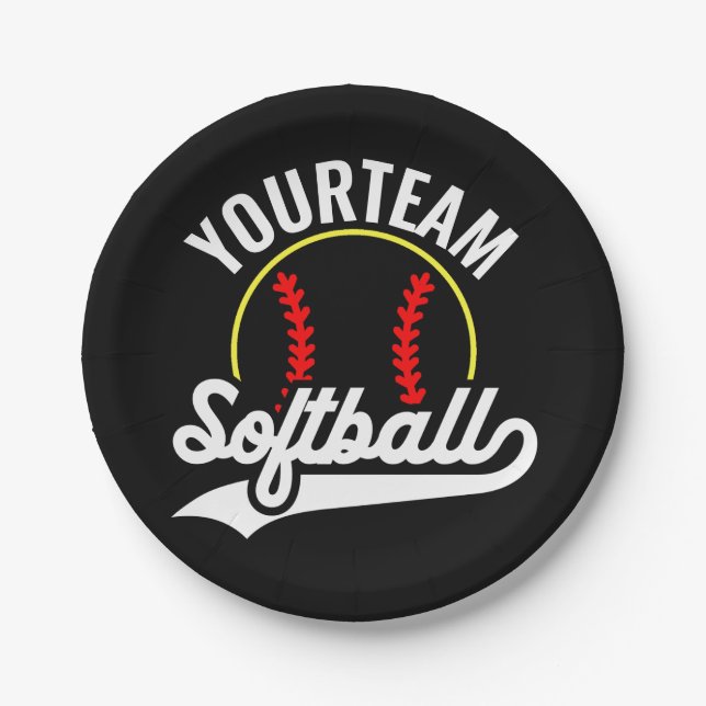 Softball Team Player ADD NAME Personalised League Paper Plate (Front)