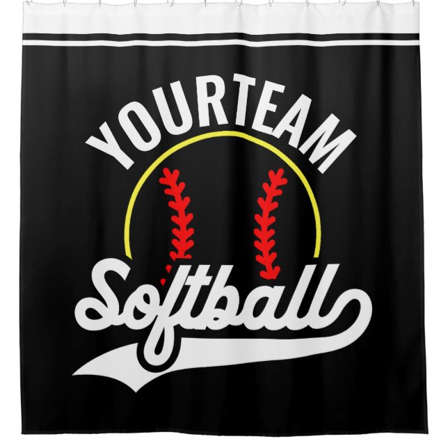 Softball Team Player ADD NAME Personalised League Shower Curtain (Front)