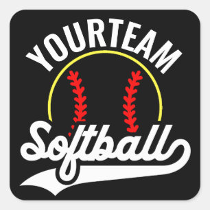 Softball Team Player ADD NAME Personalised League Square Sticker