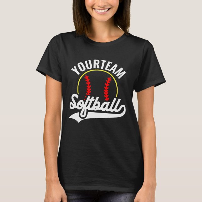 Softball Team Player ADD NAME Personalised League T-Shirt (Front)