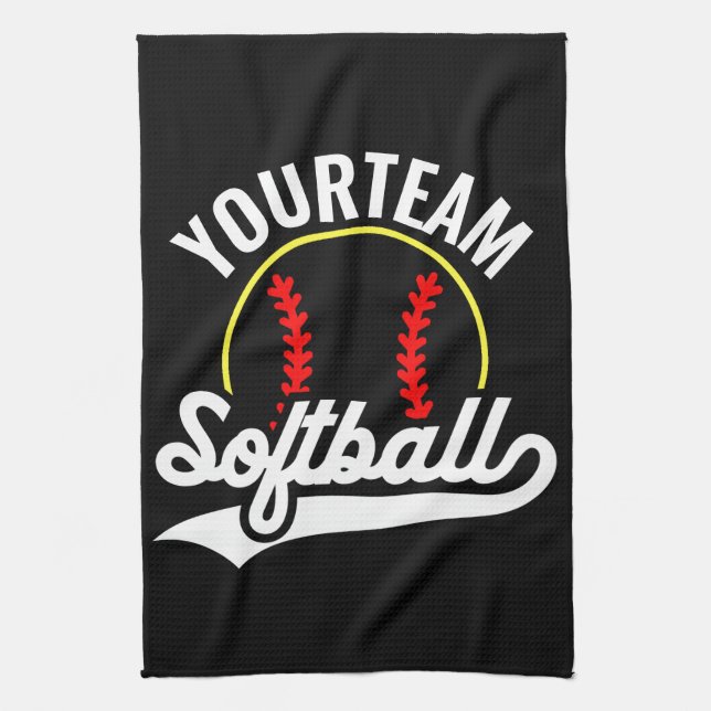 Softball Team Player ADD NAME Personalised League Tea Towel (Vertical)