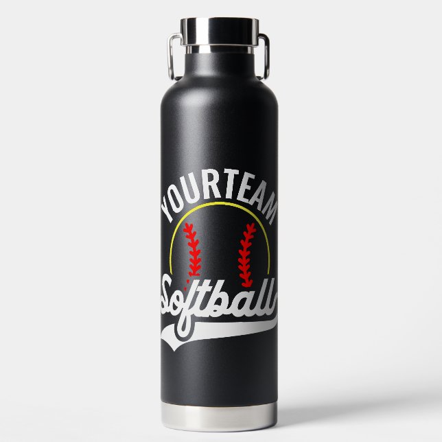 Softball Team Player ADD NAME Personalised League Water Bottle (Front)