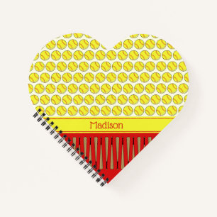 Softball themed pattern custom name notebook