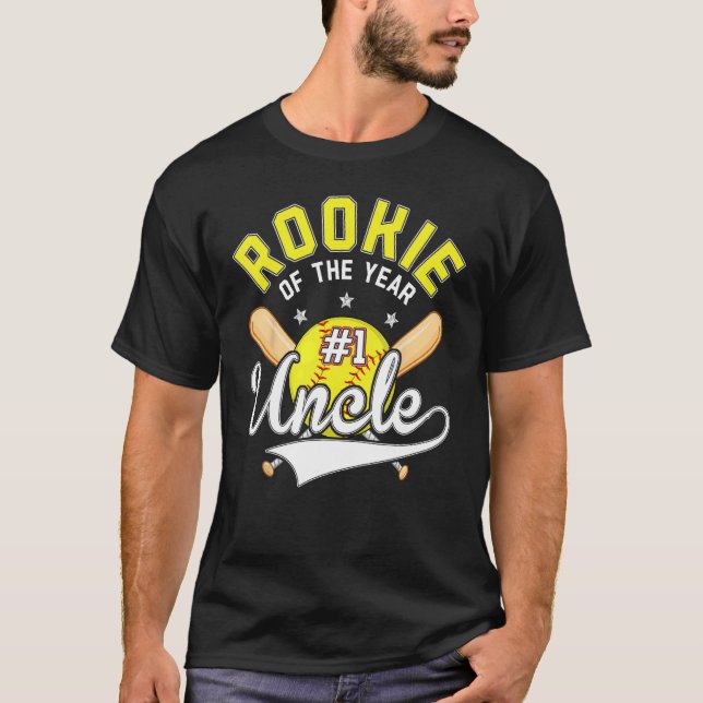 Softball Uncle Rookie Of The Year 1st B day Theme  T-Shirt (Front)