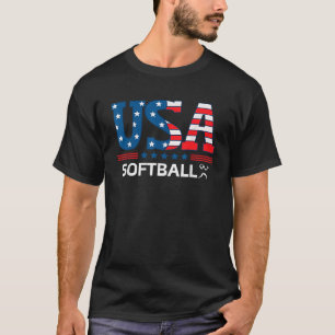 Softball United States Flag Softball USA Team Spor T-Shirt