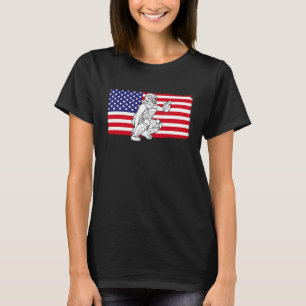 Softball Us Flag Pitcher Batter Catcher Softball T-Shirt