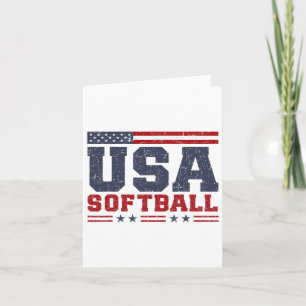 Softball Usa American Flag Women Men Patriotic Sof Card