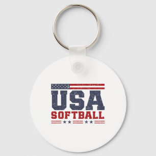 Softball Usa American Flag Women Men Patriotic Sof Key Ring