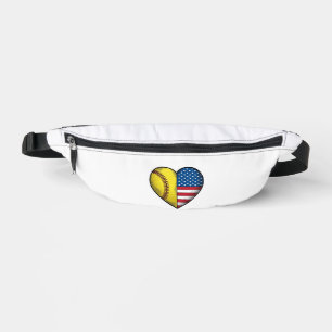 Softball USA Flag Heart Vintage Vector Design_1 Bum Bags