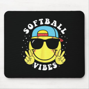 Softball Vibes Baseball Retro Groovy Game Day Girl Mouse Mat