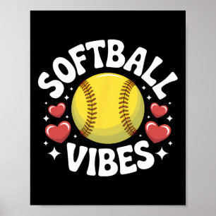 Softball Vibes Cute Fastpitch Softball Team Player Poster