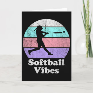 Softball Vibes Retro Vintage Girls Or Women's Batt Card
