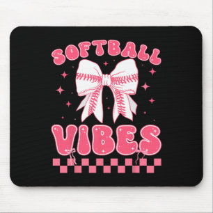 Softball Vibes Softball Coquette Groovy Softball G Mouse Mat
