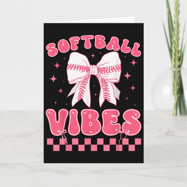 Softball Vibes Softball Couqette Groovy Softball G Card (Front)