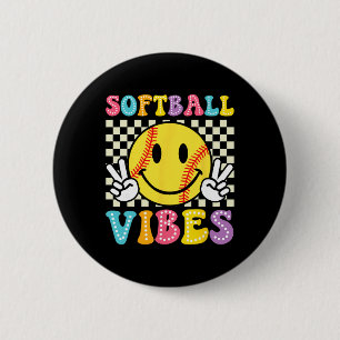 Softball Vibes Softball Retro Groovy Game Day Girl 6 Cm Round Badge