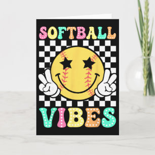 Softball Vibes Softball Retro Groovy Game Day Girl Card