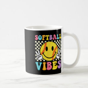 Softball Vibes Softball Retro Groovy Game Day Girl Coffee Mug