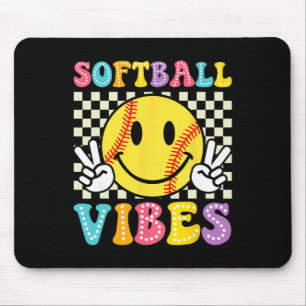 Softball Vibes Softball Retro Groovy Game Day Girl Mouse Mat