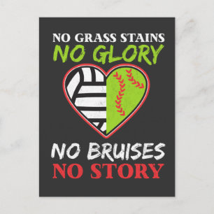 Softball Volleyball Heart No Grass Stains Gift Postcard