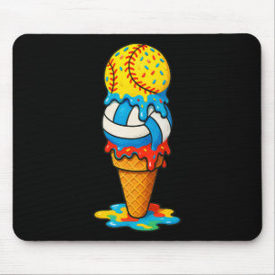 Softball Volleyball Ice Cream Drip Colorful Summer Mouse Mat