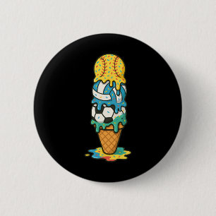 Softball Volleyball Soccer Ice Cream Drip Summer G 6 Cm Round Badge
