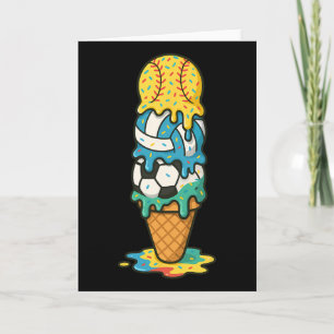 Softball Volleyball Soccer Ice Cream Drip Summer G Card