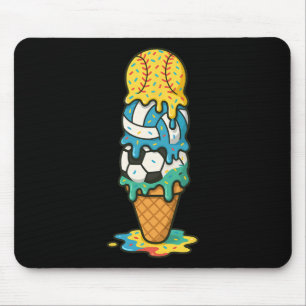 Softball Volleyball Soccer Ice Cream Drip Summer G Mouse Mat
